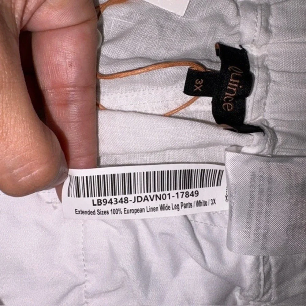 Quince 100% European Linen Wide Leg Ankle Pull On Pant White 3X